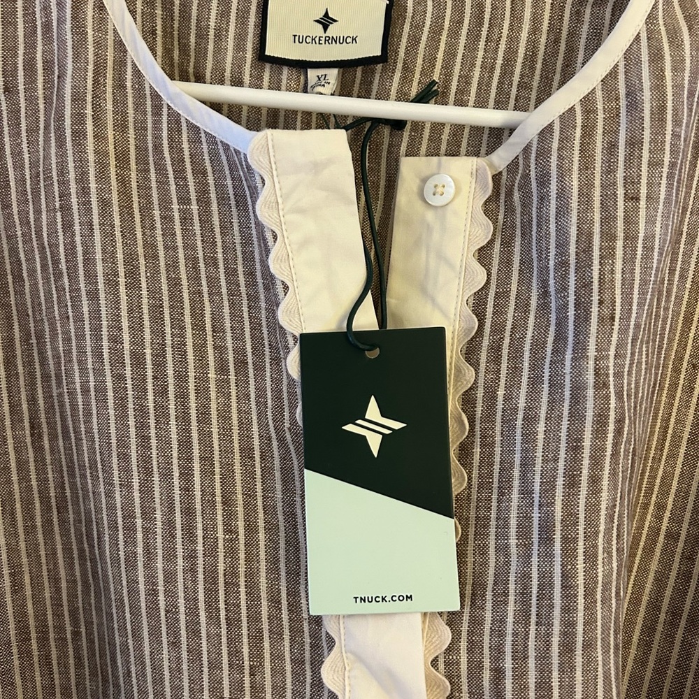 Tuckernuck Neutral Beige & White Striped Belted Mini Dress - Picture 2 of 2